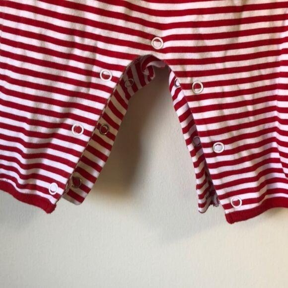 Babys First Christmas Red & White Striped Romper 0-6 Mos Miniclasix 100% Cotton - Picture 5 of 5